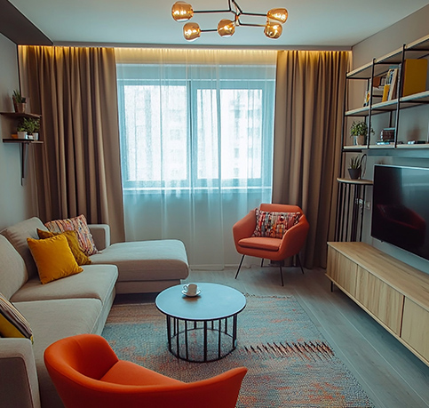 1 bhk living room interior design In bangalore